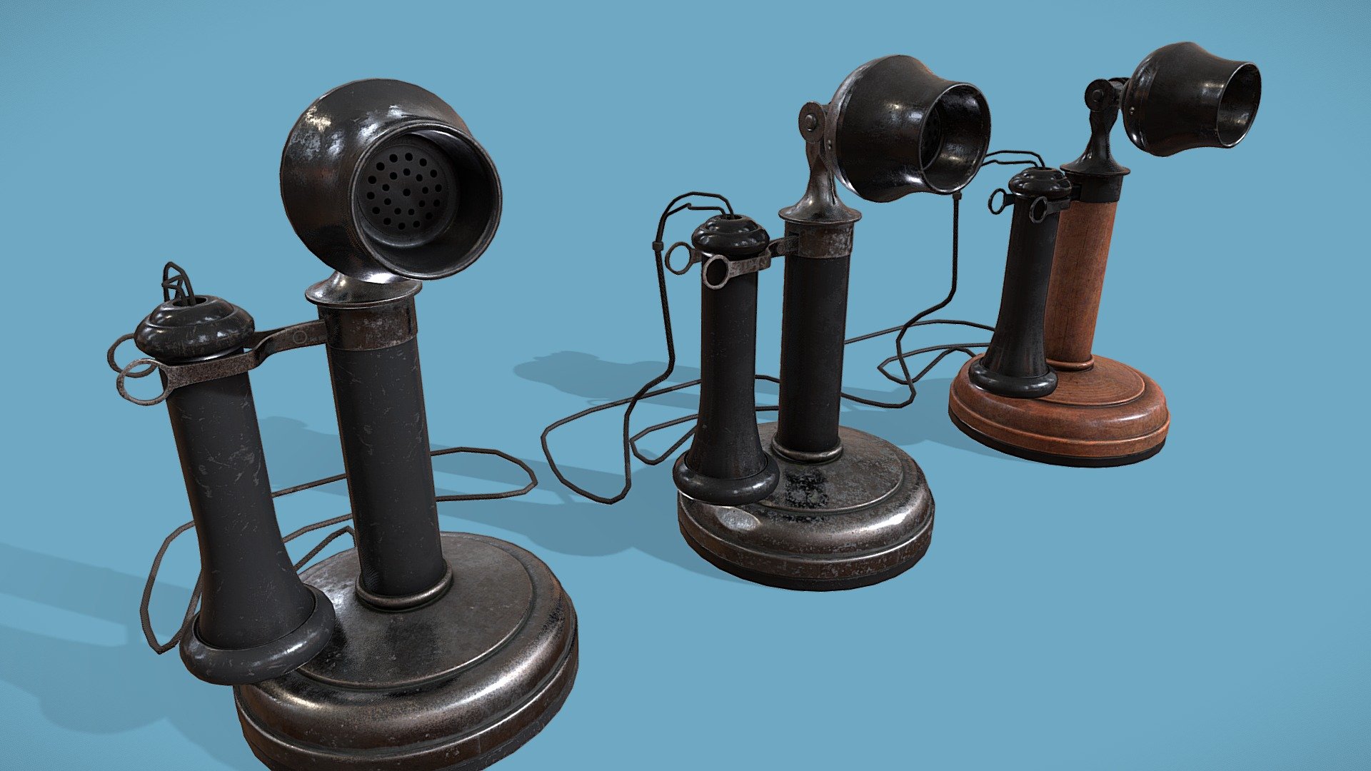 Antique Candlestick Phones Type C Download Free 3D model by [d6700ee