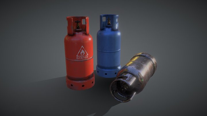 Gas Bottles Set 3D Model