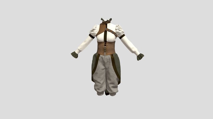 Steampunk Lady outfit 3D Model
