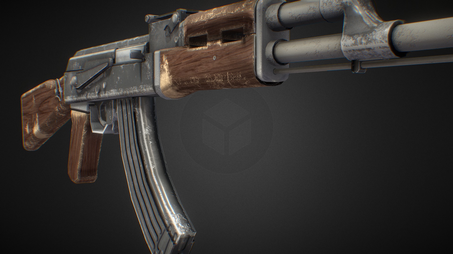 3D model AK 47 - This is a 3D model of the AK 47. The 3D model is about a close-up of a metal pipe.