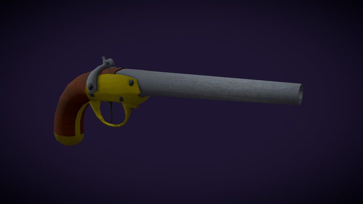 Flintlock Pistol. Low Poly – Free 3D Model STL
