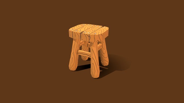 Wooden Stool 3D Model