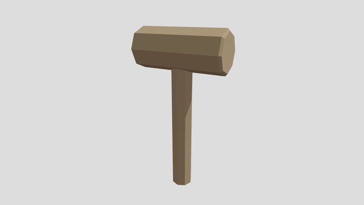 Low-Poly Wooden Hammer 3D Model