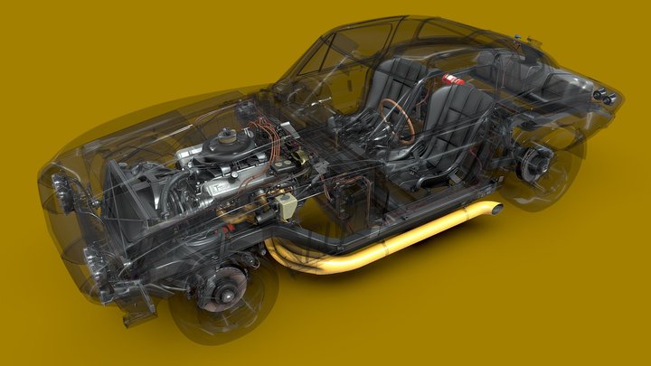 Roger Penske Chevrolet Corvette C2 - Clear Panel 3D Model