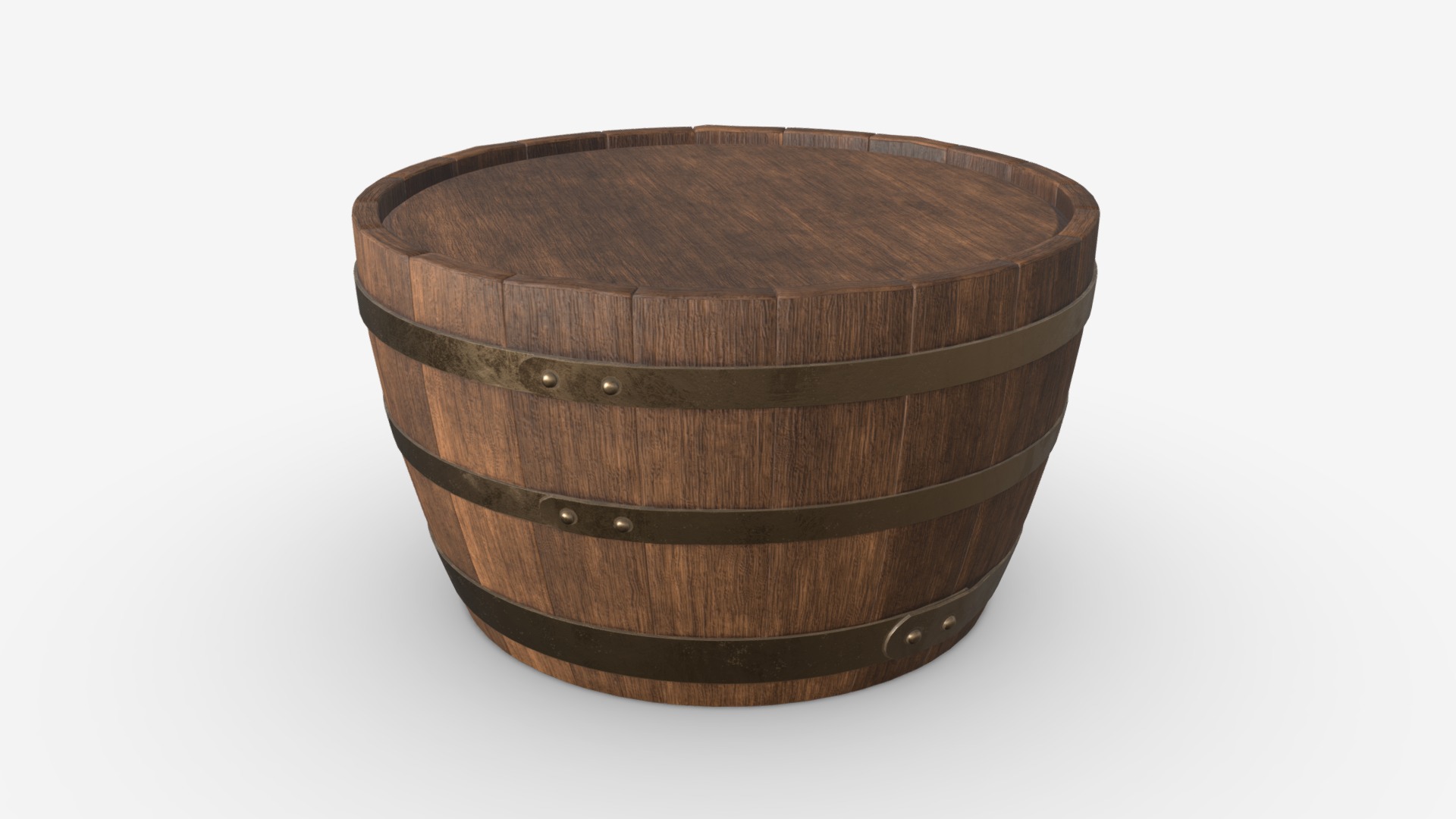 3D model Wooden barrel half table - This is a 3D model of the Wooden barrel half table. The 3D model is about a stack of wood.