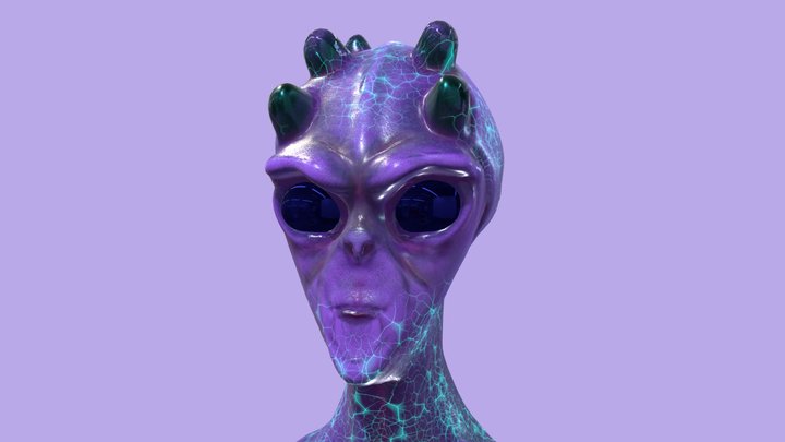 Alien with Glowing Patterns 3D Model