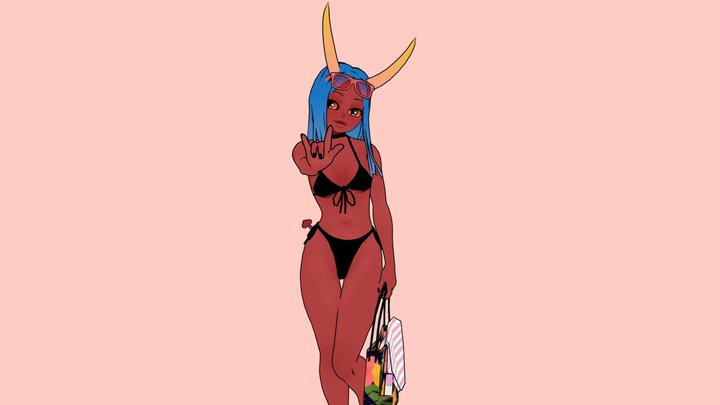 demon girl demi going to the beach 3D Model