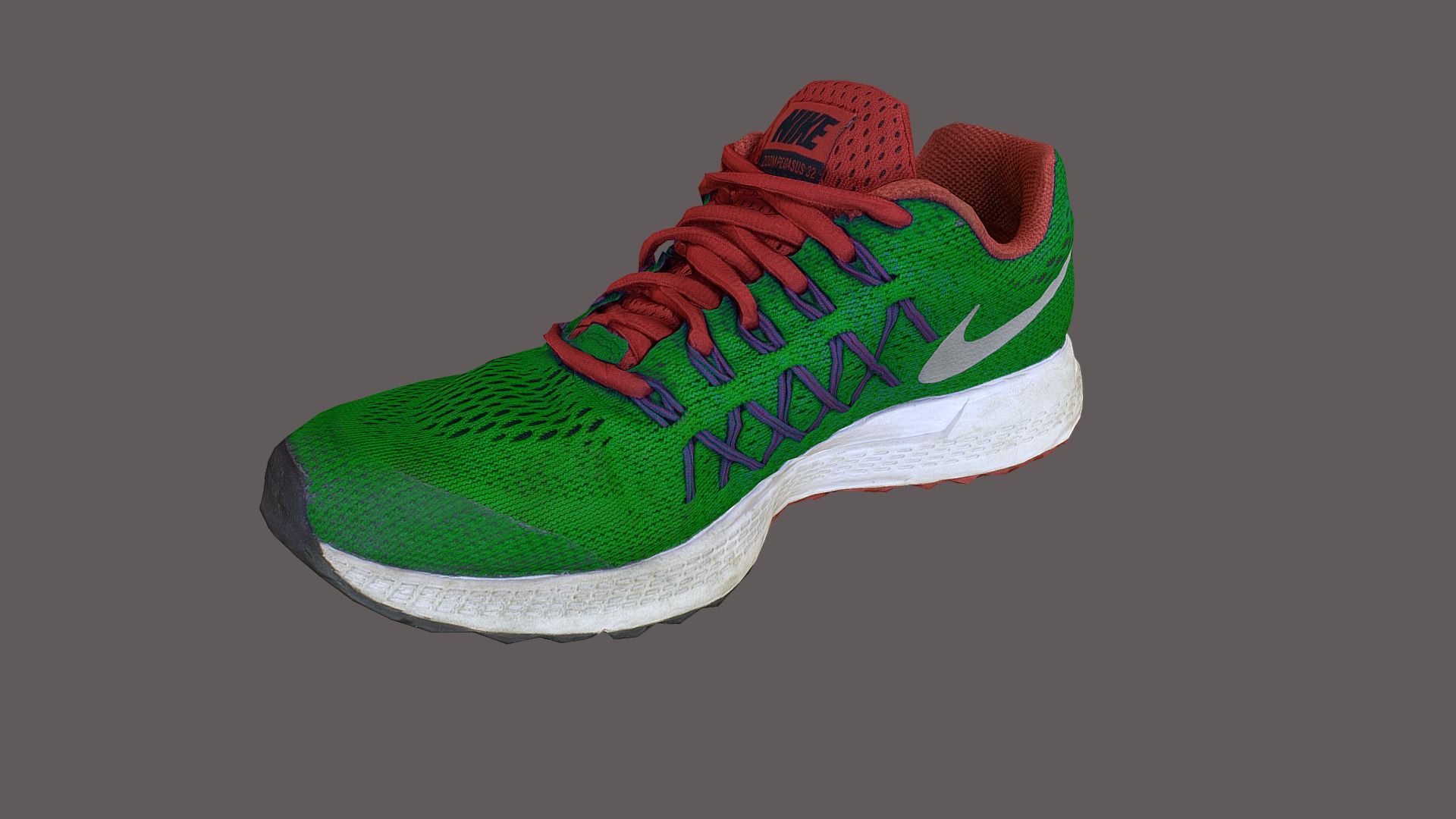 3D model Sneaker low poly model - This is a 3D model of the Sneaker low poly model. The 3D model is about a green and red shoe.