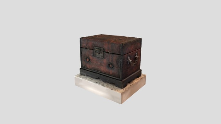 Antic Vintage Chest box Leather Scan 3D Model