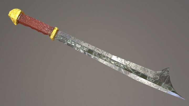 Old Jade Axe Sword 3D Model