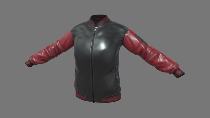 Colorblock Leather Jacket 3D Model