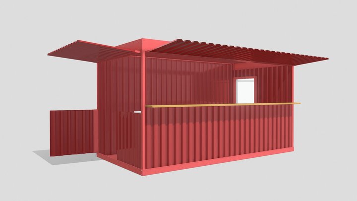 Large Container Kiosk 3D Model