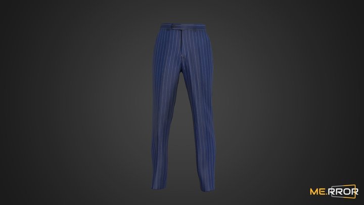[Game-Ready] Navy Striped Suit Pants Slacks 3D Model
