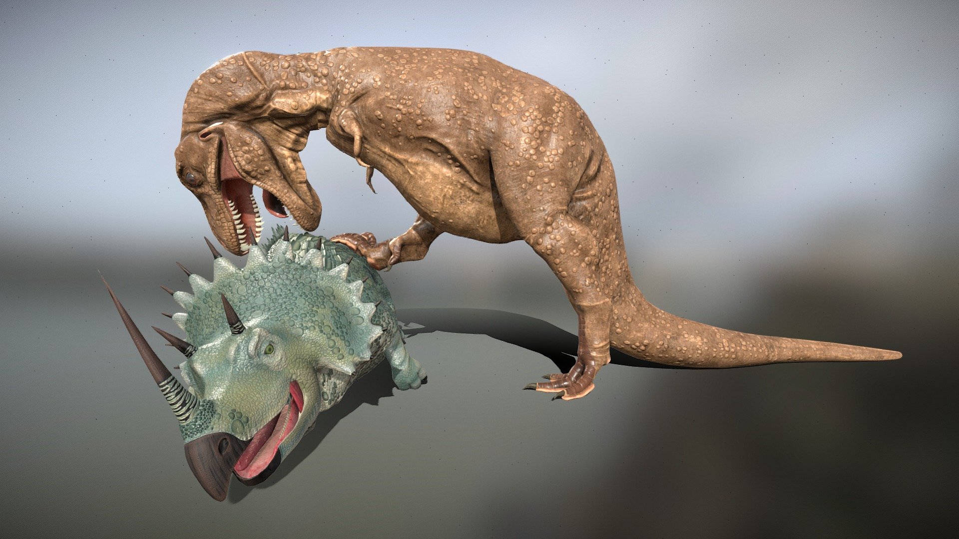 Tyranosaur Vs Agathaumas. Charles Robert Knight - 3D Model By Ya ...