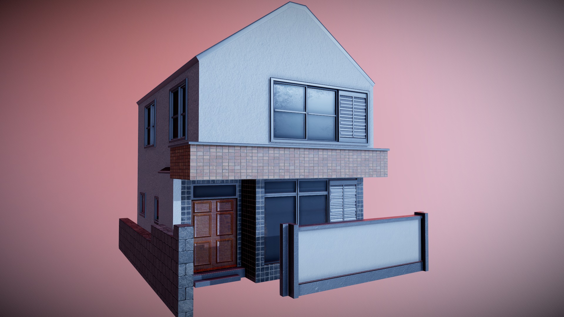 3D model Japanese Residential Home 01 - This is a 3D model of the Japanese Residential Home 01. The 3D model is about a house with a window.
