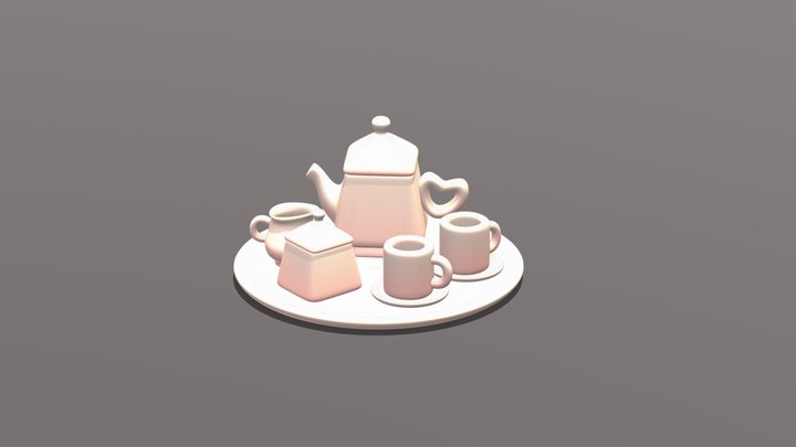 Cute tea pot set (blend.) 3D Model