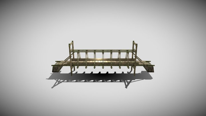 Mossy Wooden Bridge 3D Model