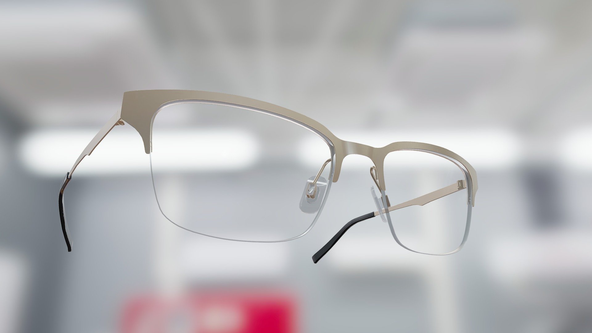 Titanium Half-Rim Rectangle Glasses (Bronze)