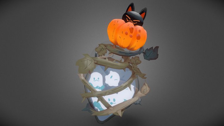 Pumpkin Cat Potion 3D Model