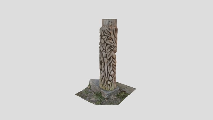 Wooden Pillar Sculpture 3D Model