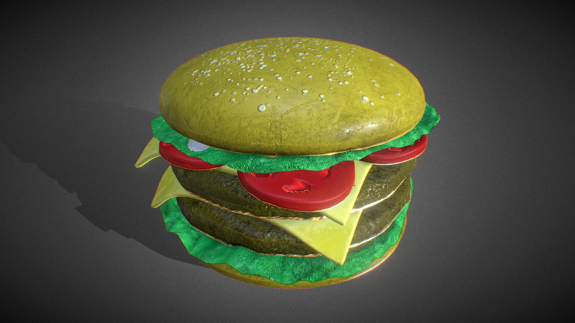 3D model DoubleMeatBurger - This is a 3D model of the DoubleMeatBurger. The 3D model is about a hamburger with a green bun.