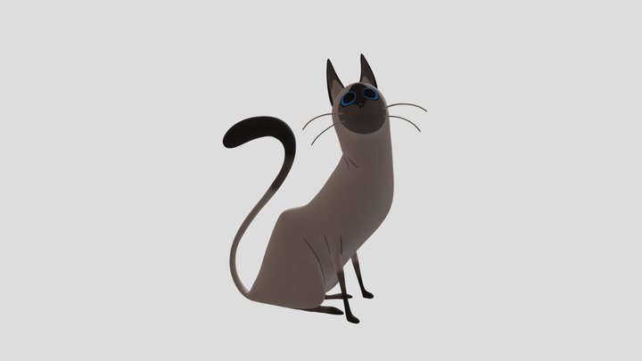 Cute Siamese Cat 3D Model