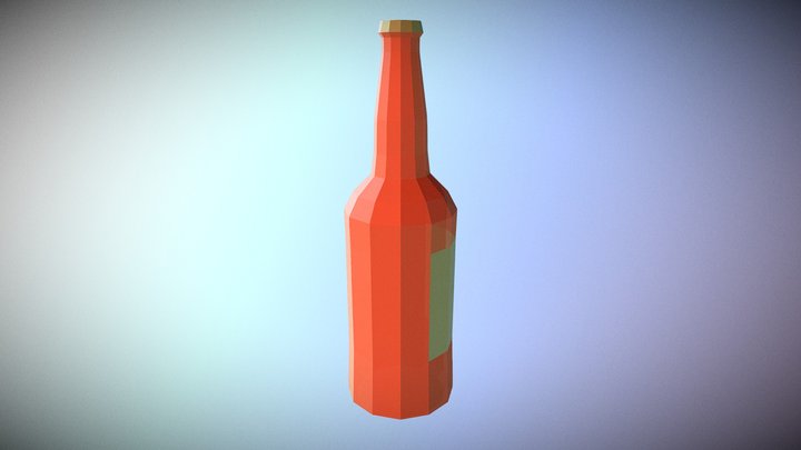 Low Poly Beer Bottle 3D Model