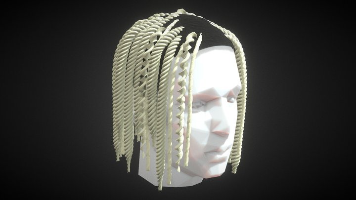 Short Braided Bleached Dreads - Lil Durk Hair 3D Model