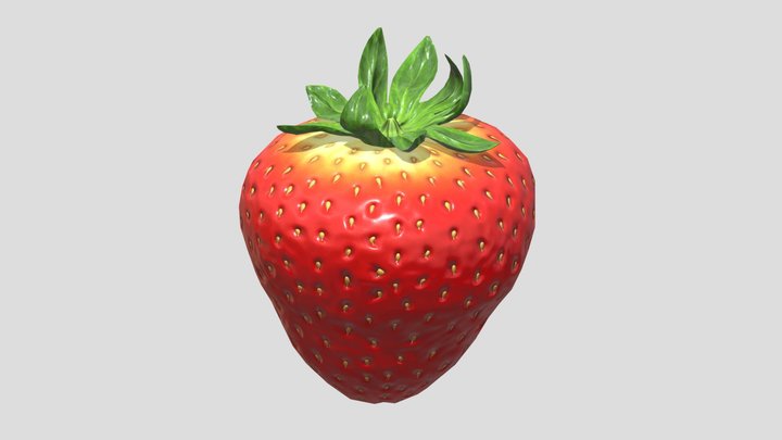 Strawberry Low Poly PBR Realistic 3D Model