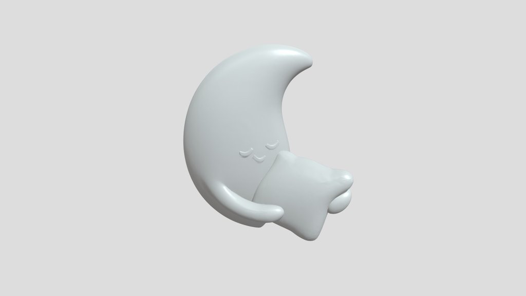 Sleeping moon holding a pillow