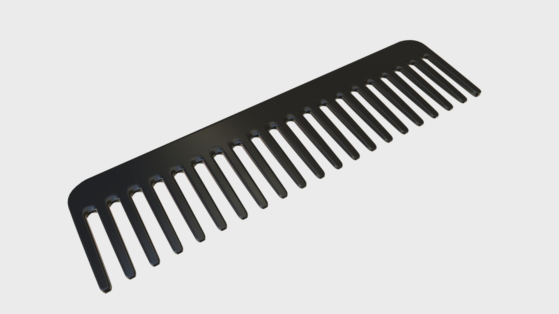 3D model Wide tooth comb - This is a 3D model of the Wide tooth comb. The 3D model is about a black metal object.