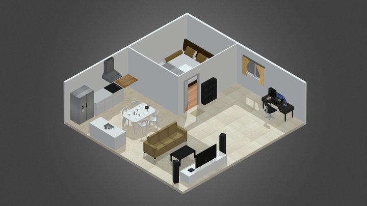 Modern Room Low Poly 3D Model