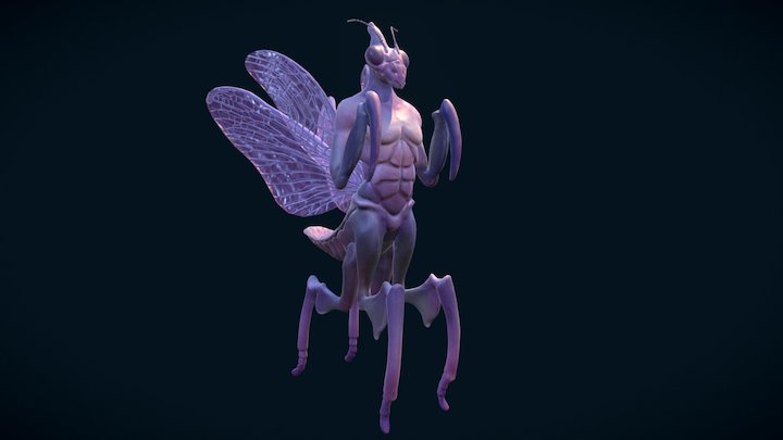 Humanoid Mantis Creature 3D Model
