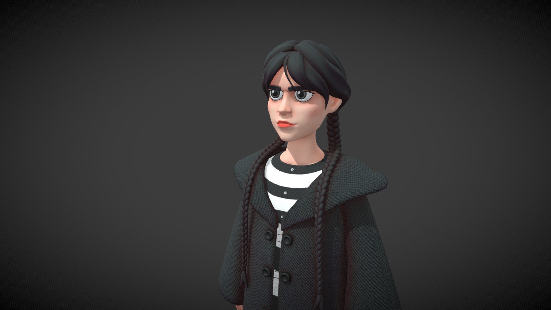 Wednesday Addams | Stylized Character - Download Free 3D model by  CG_Javohirbek (@Sotvoldiyev_Javohirbek) [d6bbeef]
