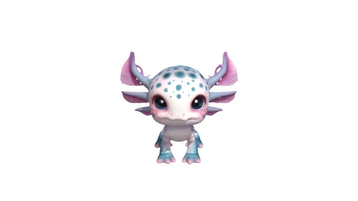 Cute baby axolotl-like creature 3D Model