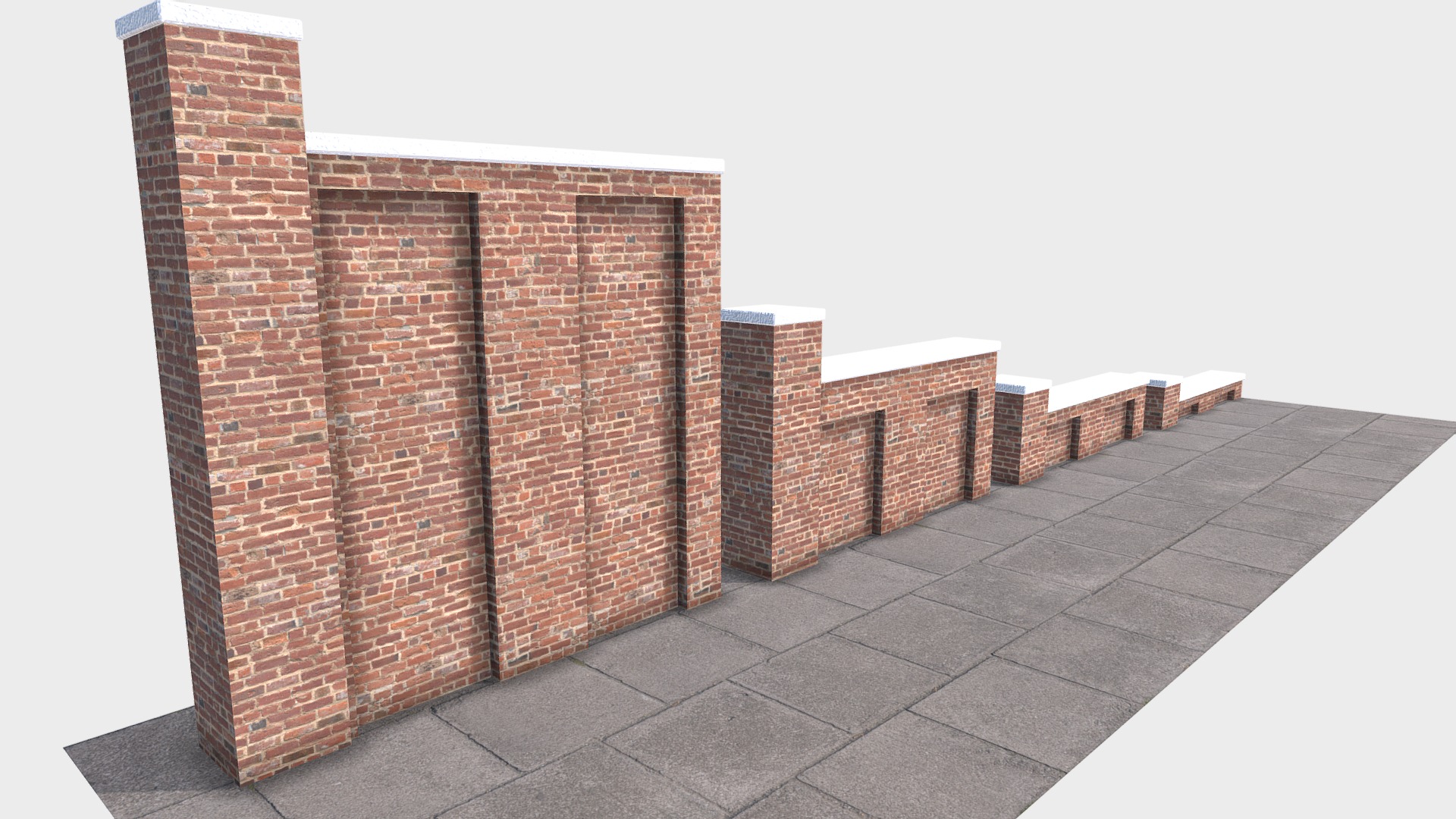 3D model Walls - This is a 3D model of the Walls. The 3D model is about a brick wall with a brick walkway.