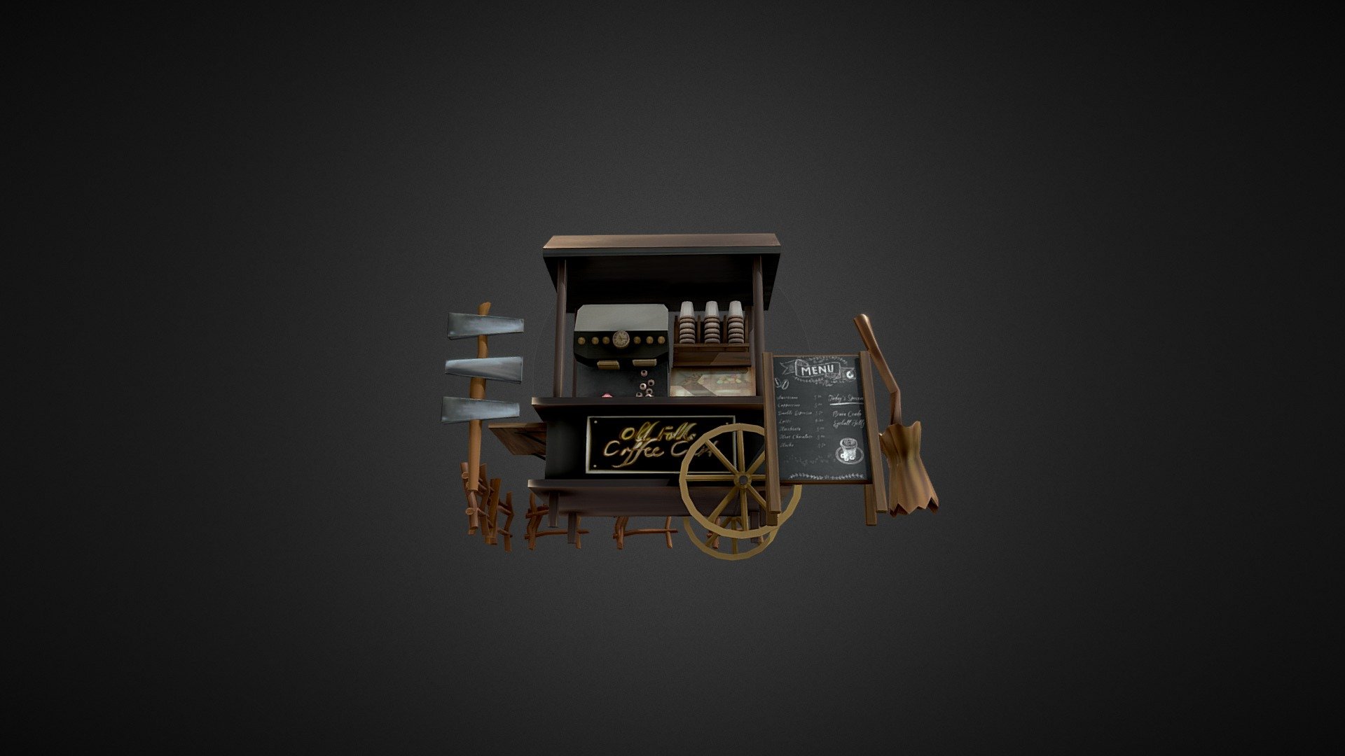 OldFolks Coffee Cart 3D model by mochakaty [d6c0f98] Sketchfab
