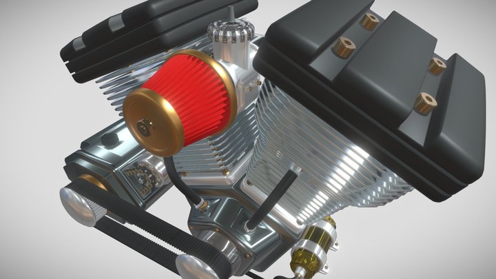 V- Twin Engine (FBX) 3D Model