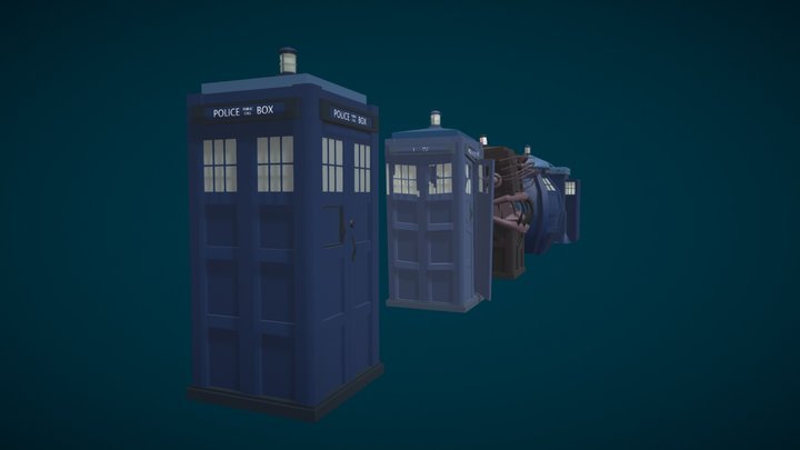 Flying ship Tardis 3D Model