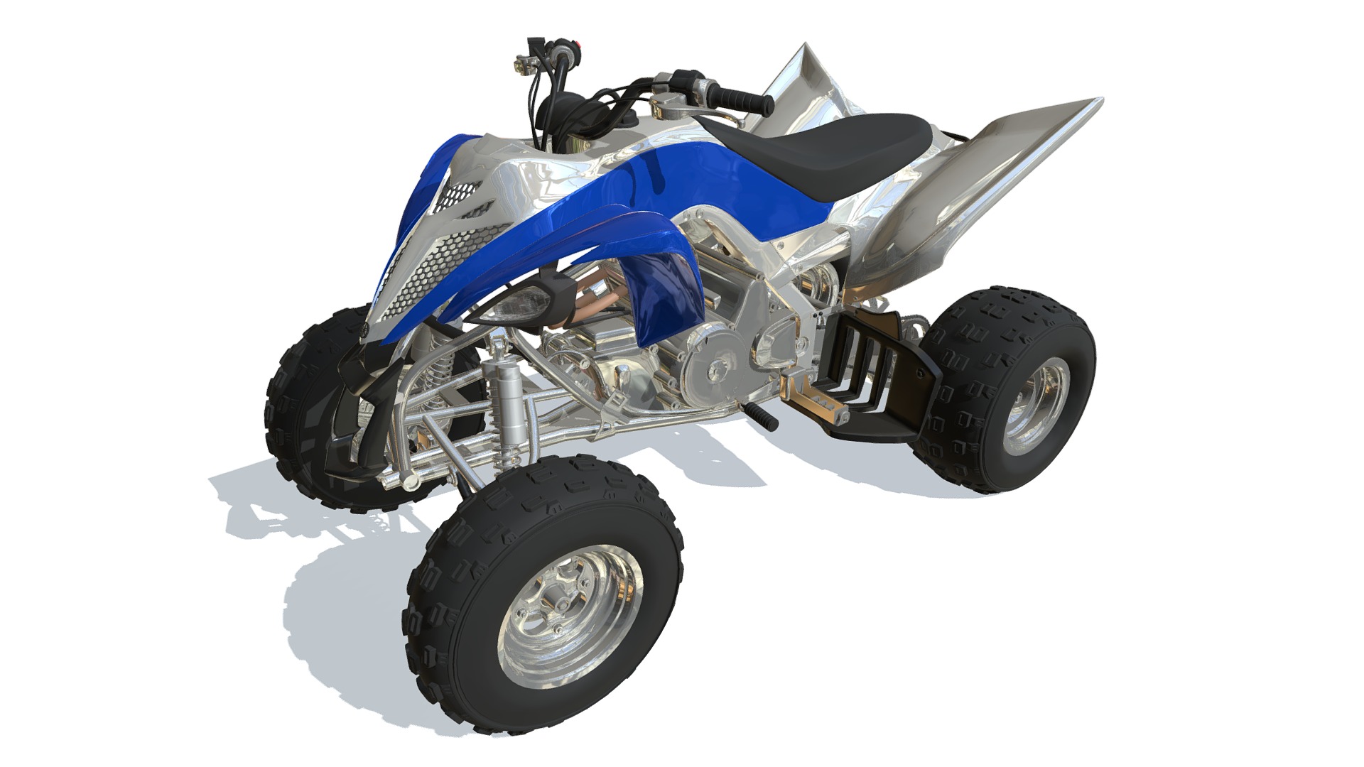 3D model Yamaha Raptor Sport Racing Bike - This is a 3D model of the Yamaha Raptor Sport Racing Bike. The 3D model is about a blue and white motorbike.