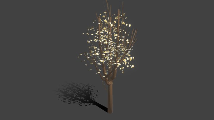 Winter tree  with leaves 3D Model