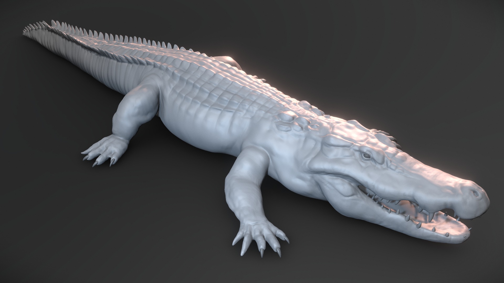 3D model Crocodile basemesh - This is a 3D model of the Crocodile basemesh. The 3D model is about a lizard with a long tail.