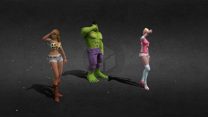 Hulk And Girl Dance1 3D Model