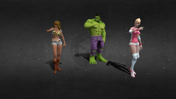 Hulk And Girl Dance1 3D Model
