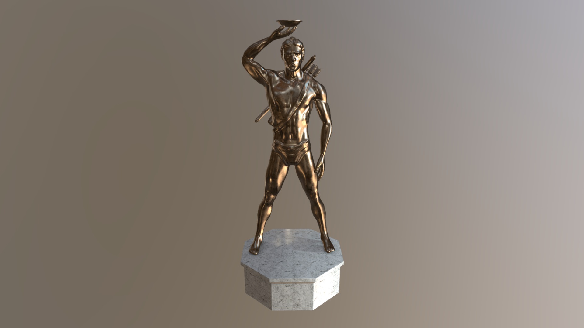 3D model Colossus of Rhodes - This is a 3D model of the Colossus of Rhodes. The 3D model is about a golden statue of a person.
