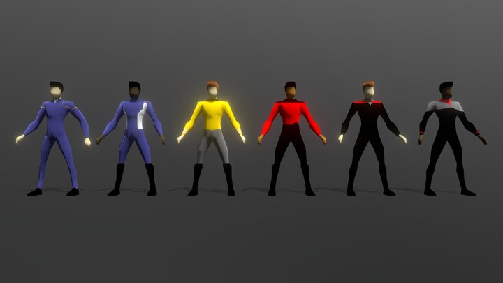 Low Poly - Star Trek Captains, Rigged, Male – Free 3D Model STL