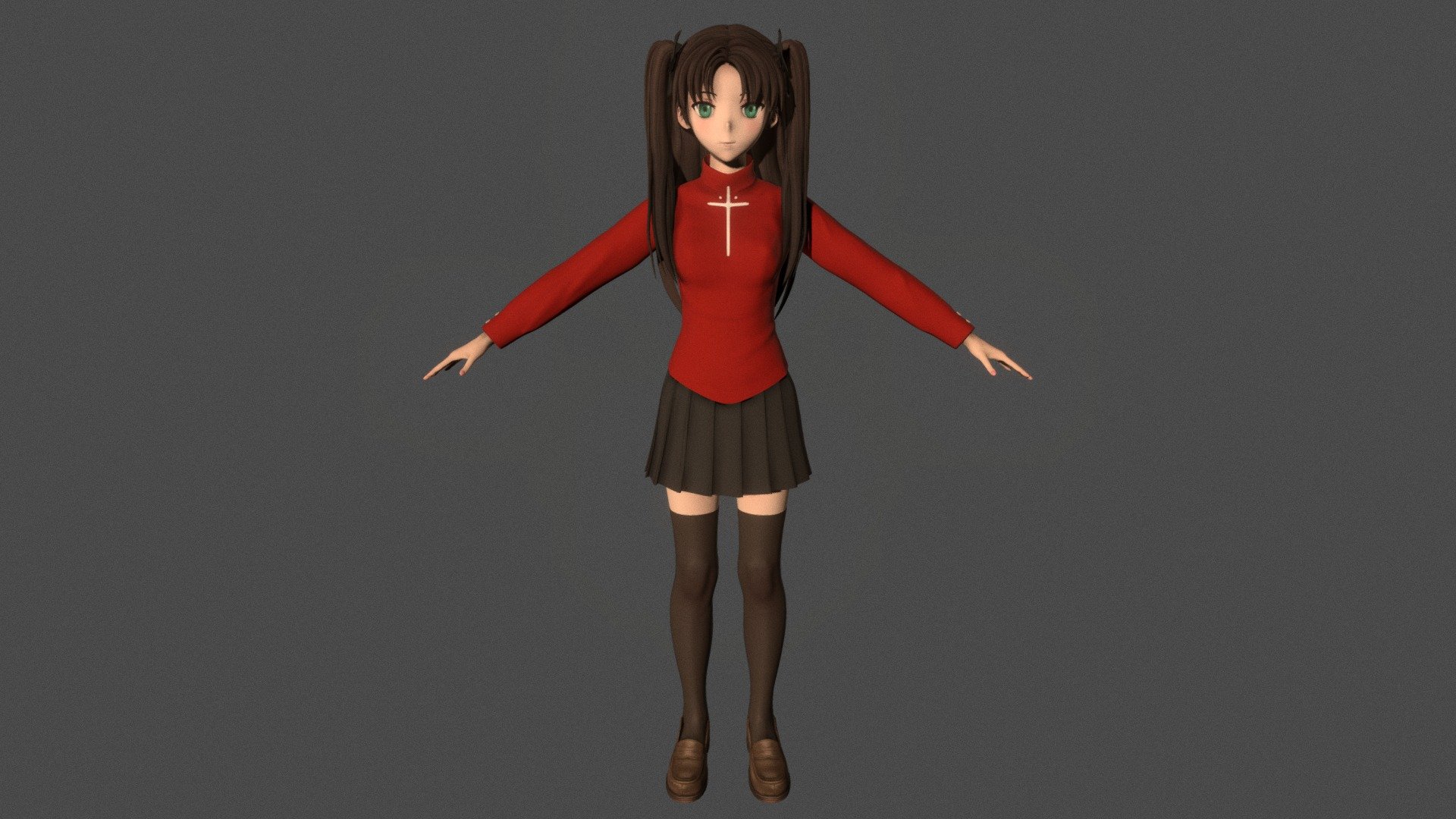 T pose rigged model of Rin Tohsaka - Buy Royalty Free 3D model by 3d ...