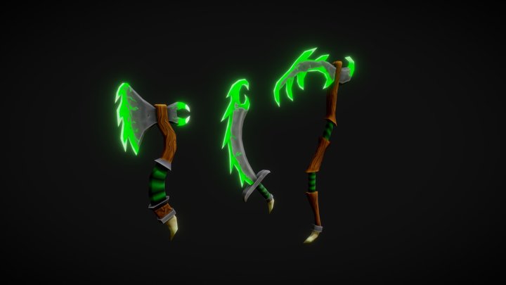 Hand Painted Weapons 3D Model
