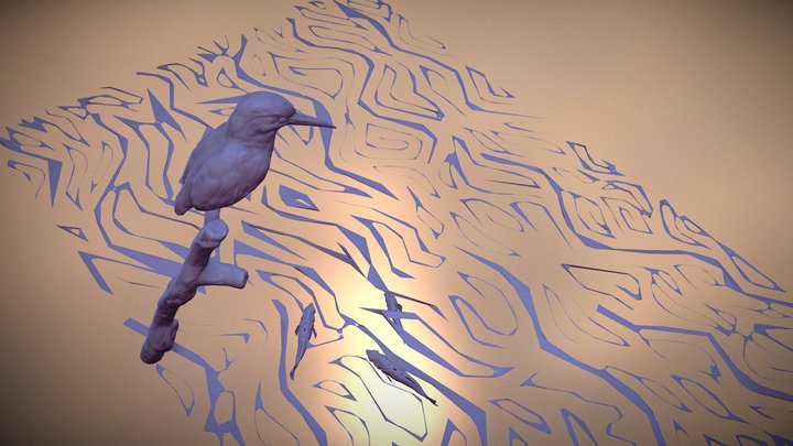 Kingfisher & Sticklebacks 3D Model