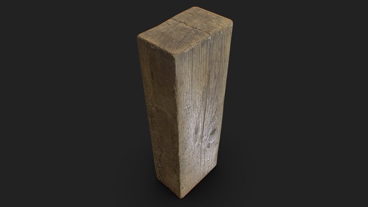 Low Poly Weathered Wood Block Scan - Game Ready